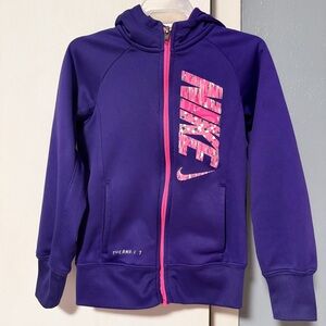 Nike Girls Purple Hoodie with Pink Logo